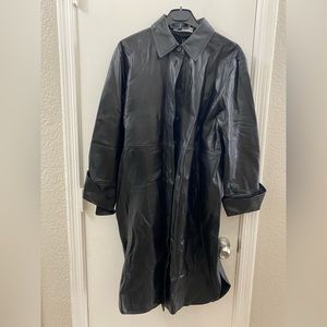 Zara 100% Leather Black Coat